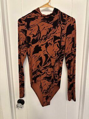 Target A New Day 70's Style Brown and Black Swirl Bodysuit